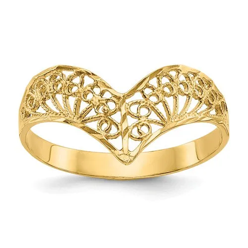 14KT Yellow Gold Diamond-Cut Filigree Ring