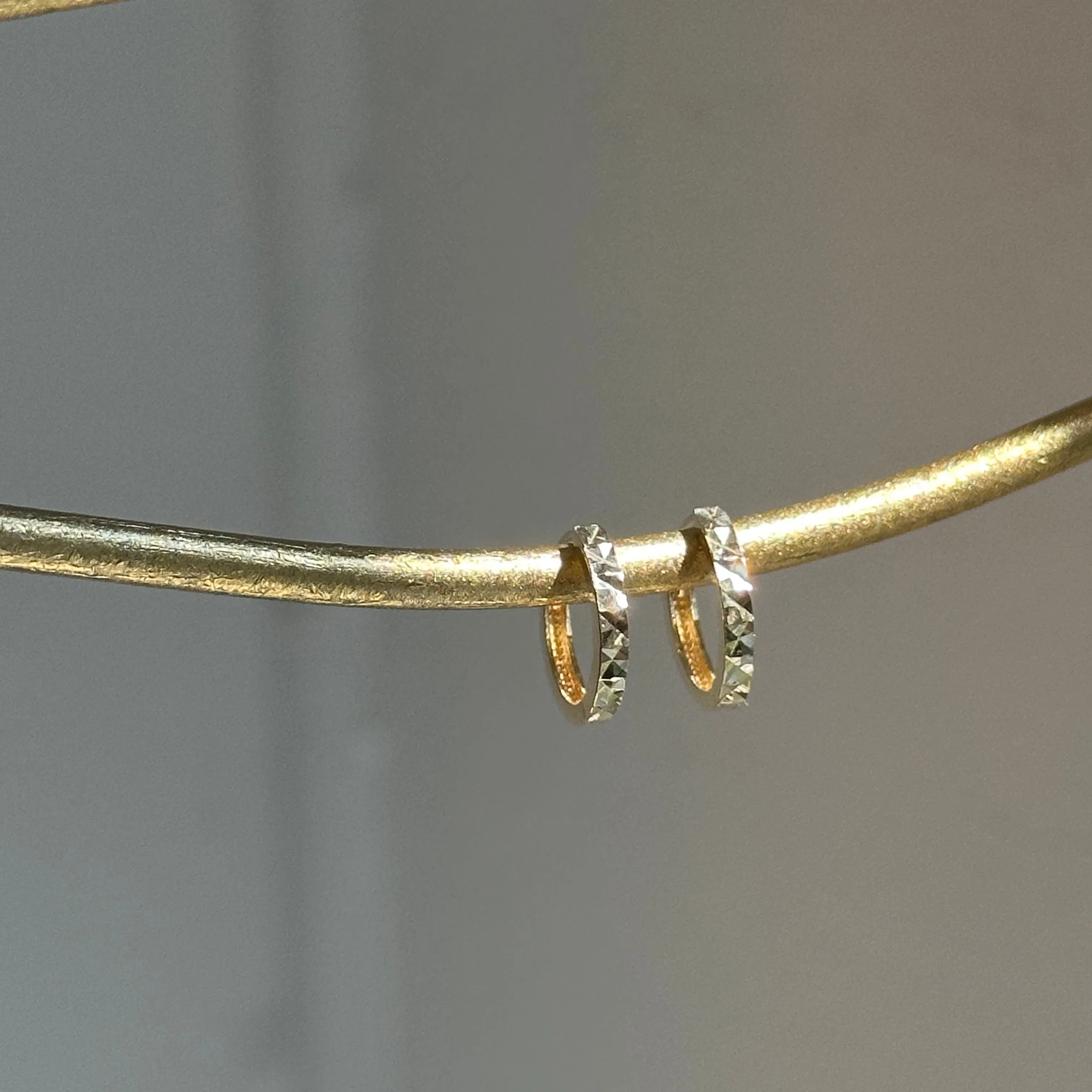14KT Yellow Gold Diamond-Cut Mini Huggie Hoop Earrings