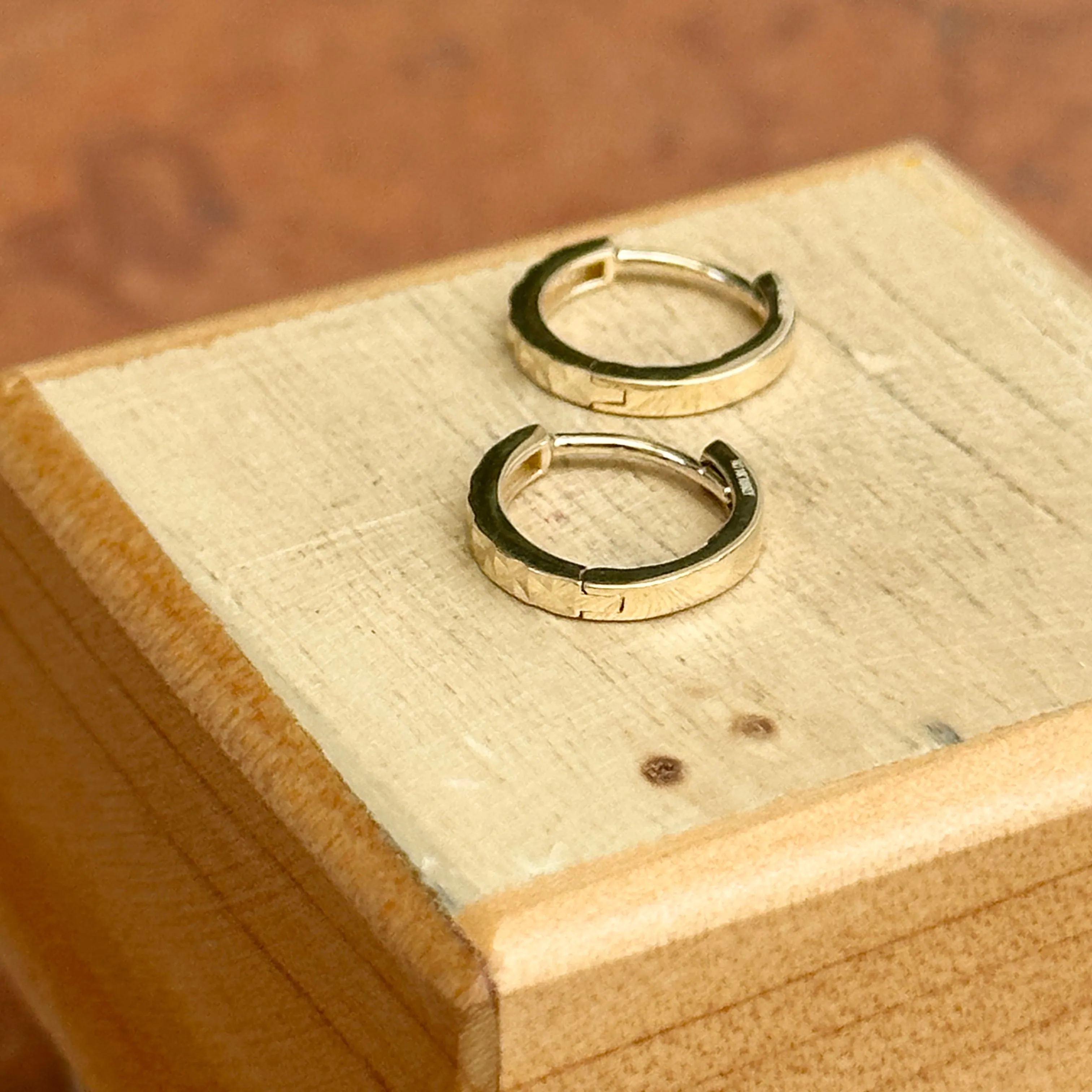 14KT Yellow Gold Diamond-Cut Mini Huggie Hoop Earrings