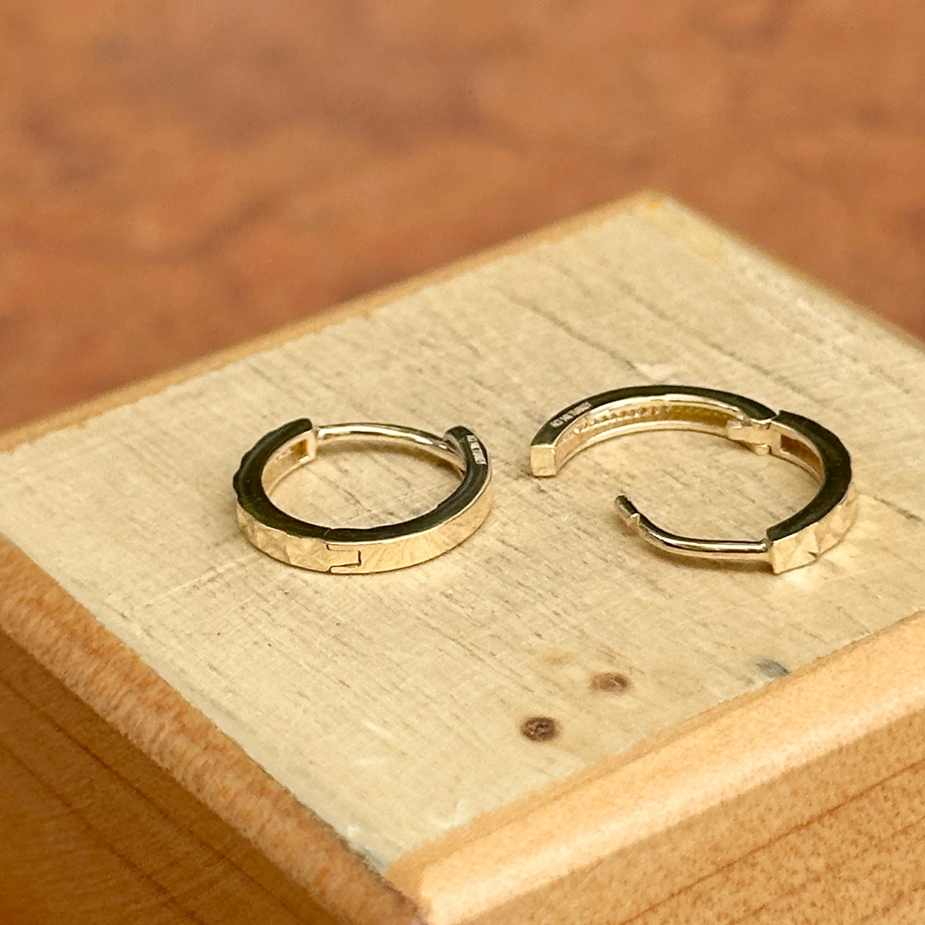 14KT Yellow Gold Diamond-Cut Mini Huggie Hoop Earrings