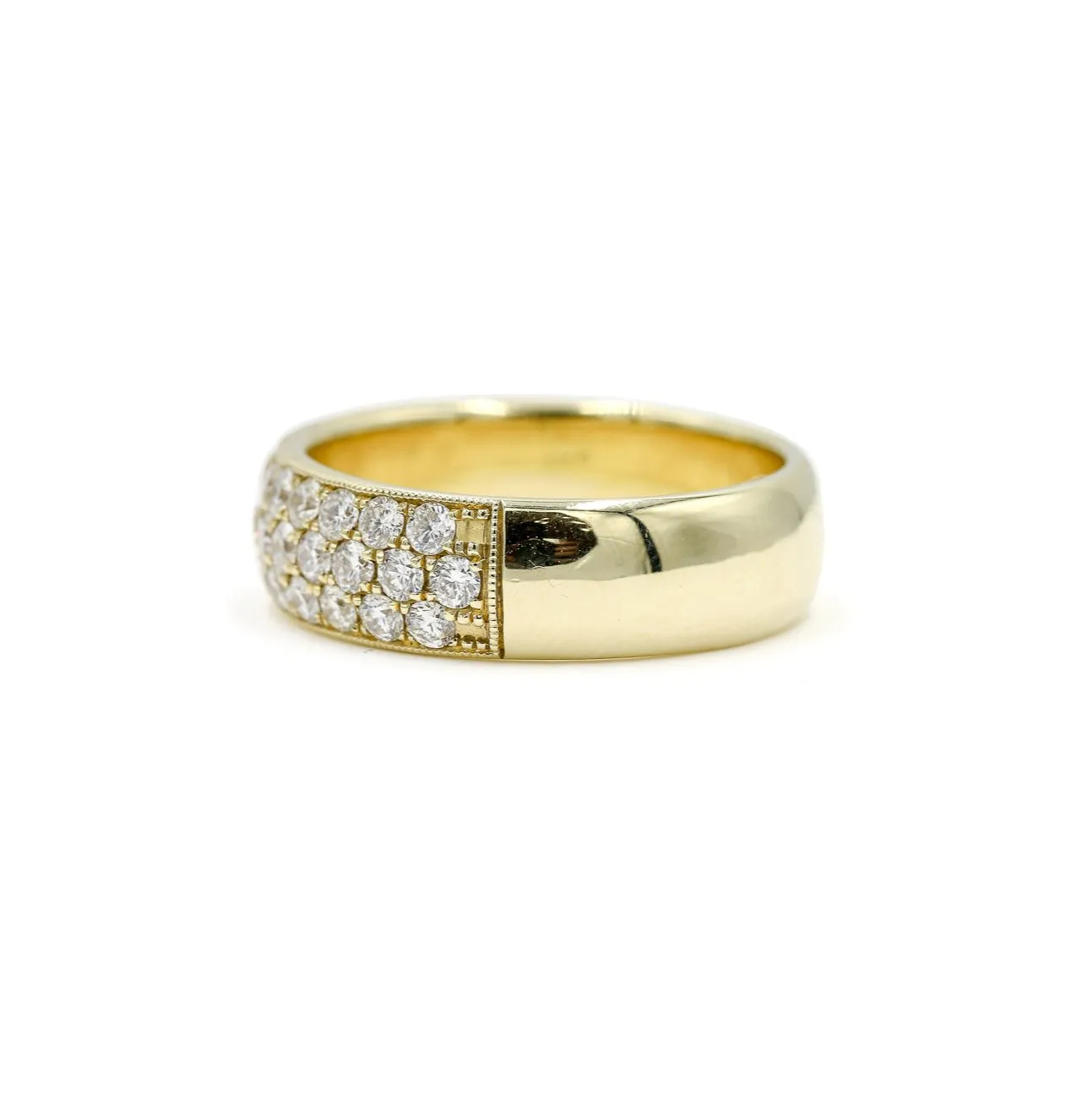 14ky 3-Row Diamond Pave Band