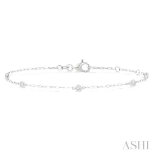 1/6 ctw Round Cut Diamond Paperclip Station Bracelet in 14K White Gold
