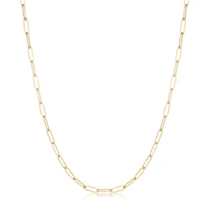 16 Gold Plated Linked Mid Size Paperclip Chain Necklace