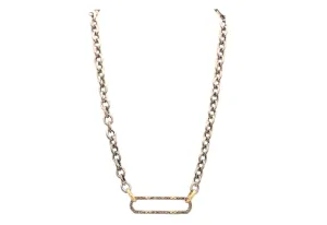 17" CHAIN LINK NECKLACE WITH PAVE PAPERCLIP