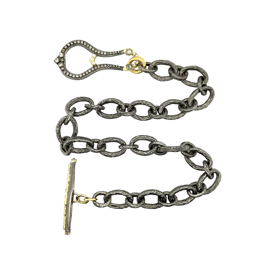 17" TEXTURED HORSESHOE CHAIN LINK NECKLACE
