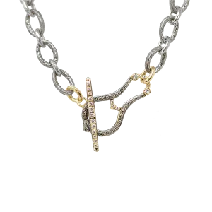 17" TEXTURED HORSESHOE CHAIN LINK NECKLACE
