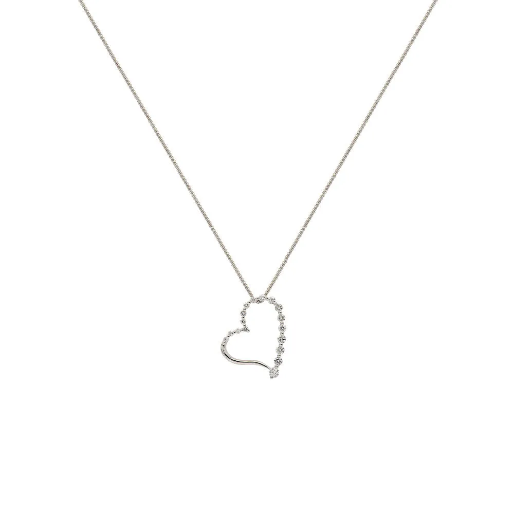 18 Karat White Gold open heart diamond necklace