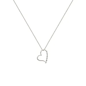 18 Karat White Gold open heart diamond necklace
