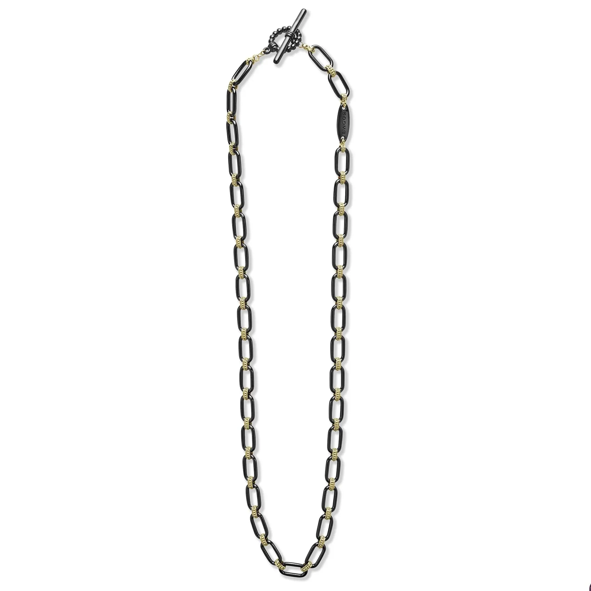18K Gold and Black Ceramic Link Necklace