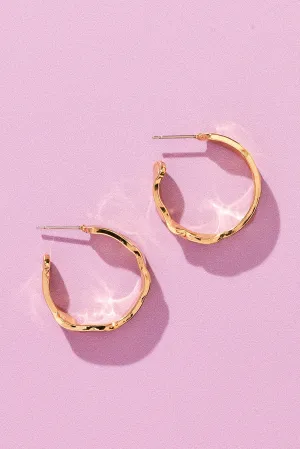 18k gold-plated Textured Hoop Earrings