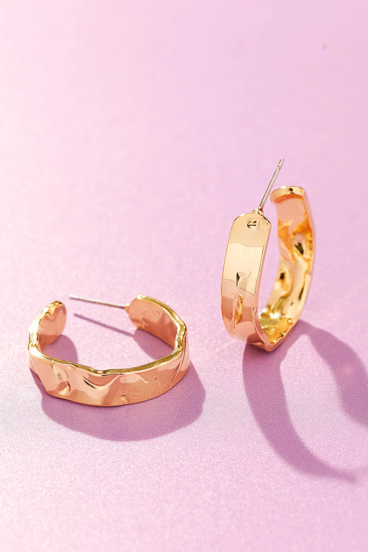 18k gold-plated Textured Hoop Earrings