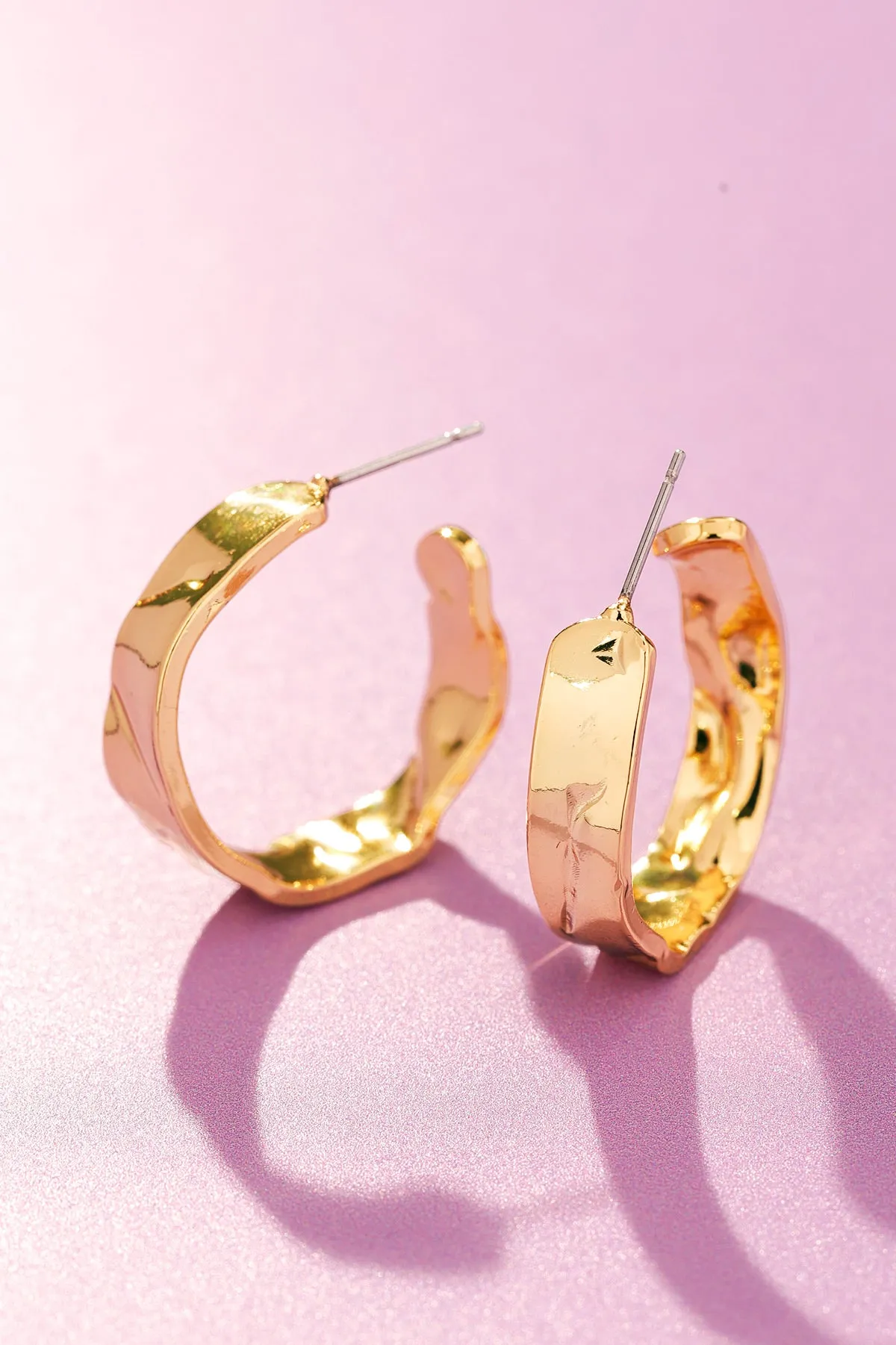 18k gold-plated Textured Hoop Earrings