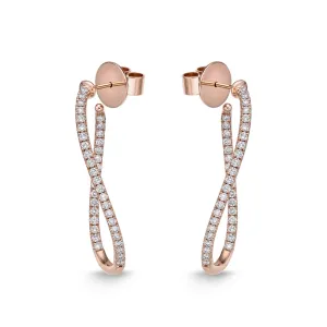 18K Rose Gold 1Ct Twist Diamond Hoops