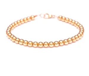 18k Rose Gold Bead Bracelet - Women and Men's Bracelet - 4mm