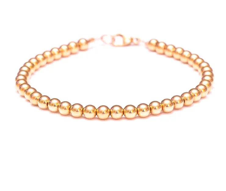 18k Rose Gold Bead Bracelet - Women and Men's Bracelet - 4mm
