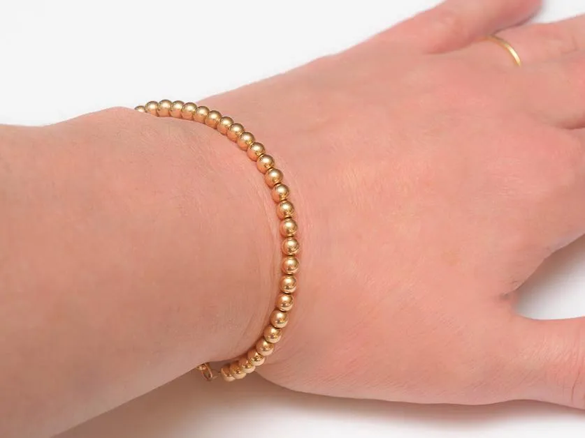 18k Rose Gold Bead Bracelet - Women and Men's Bracelet - 4mm