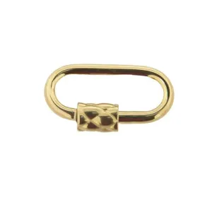 18K Solid Yellow Gold Oval Carabiner Design Screw Lock clasp
