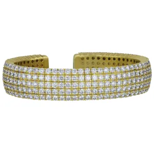 18k Yellow Gold 5 Row Cuff Bracelet (290D=22.95TW 12D=.22TW)