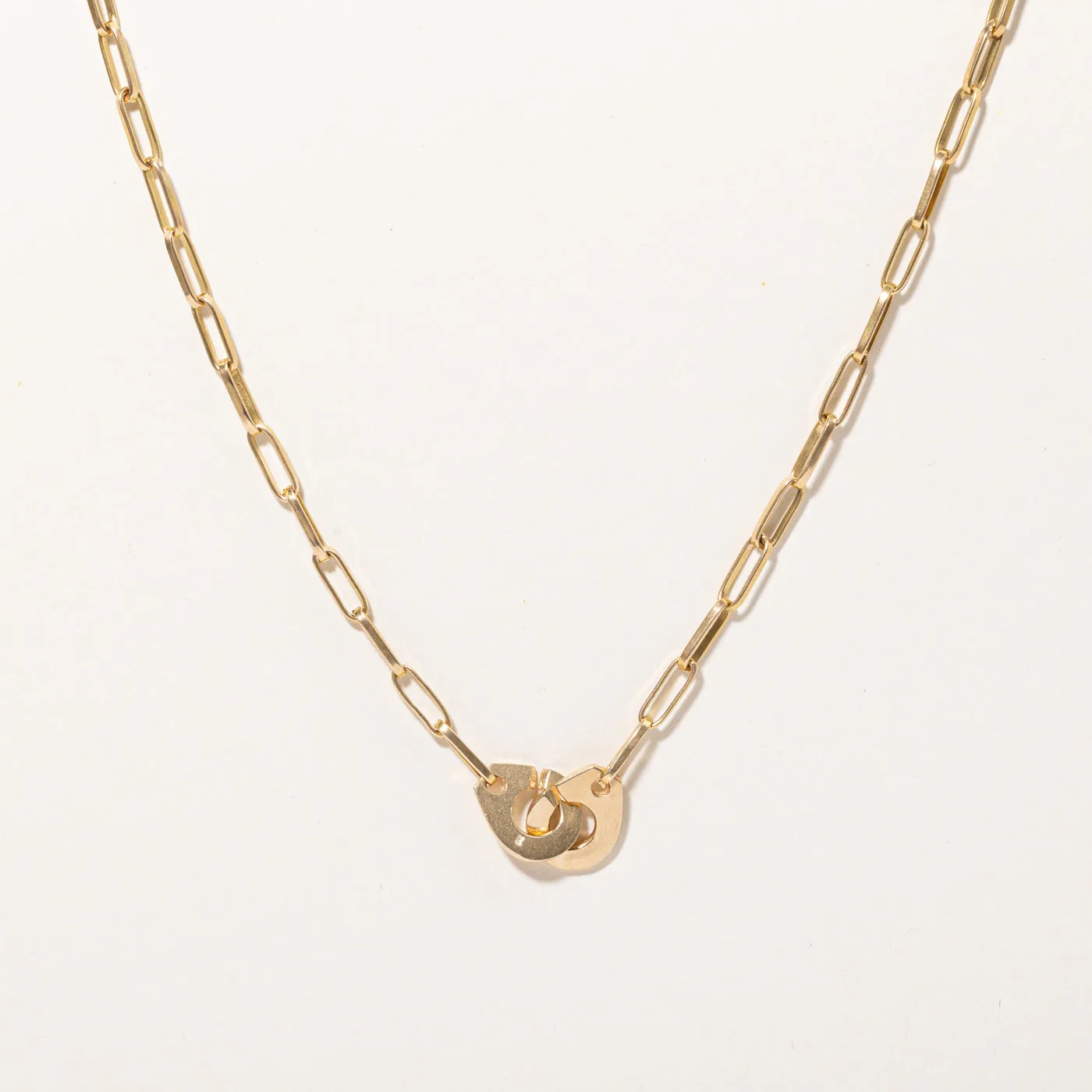 18k Yellow Gold Paperclip Link Cuff Closure Chain | 17" |