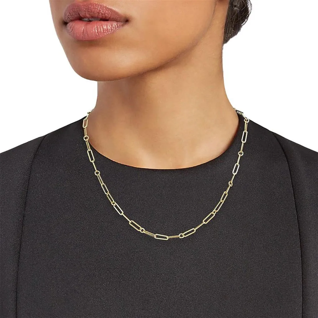 18K Yellow Gold Roberto Coin Paperclip & Round Link Chain Necklace
