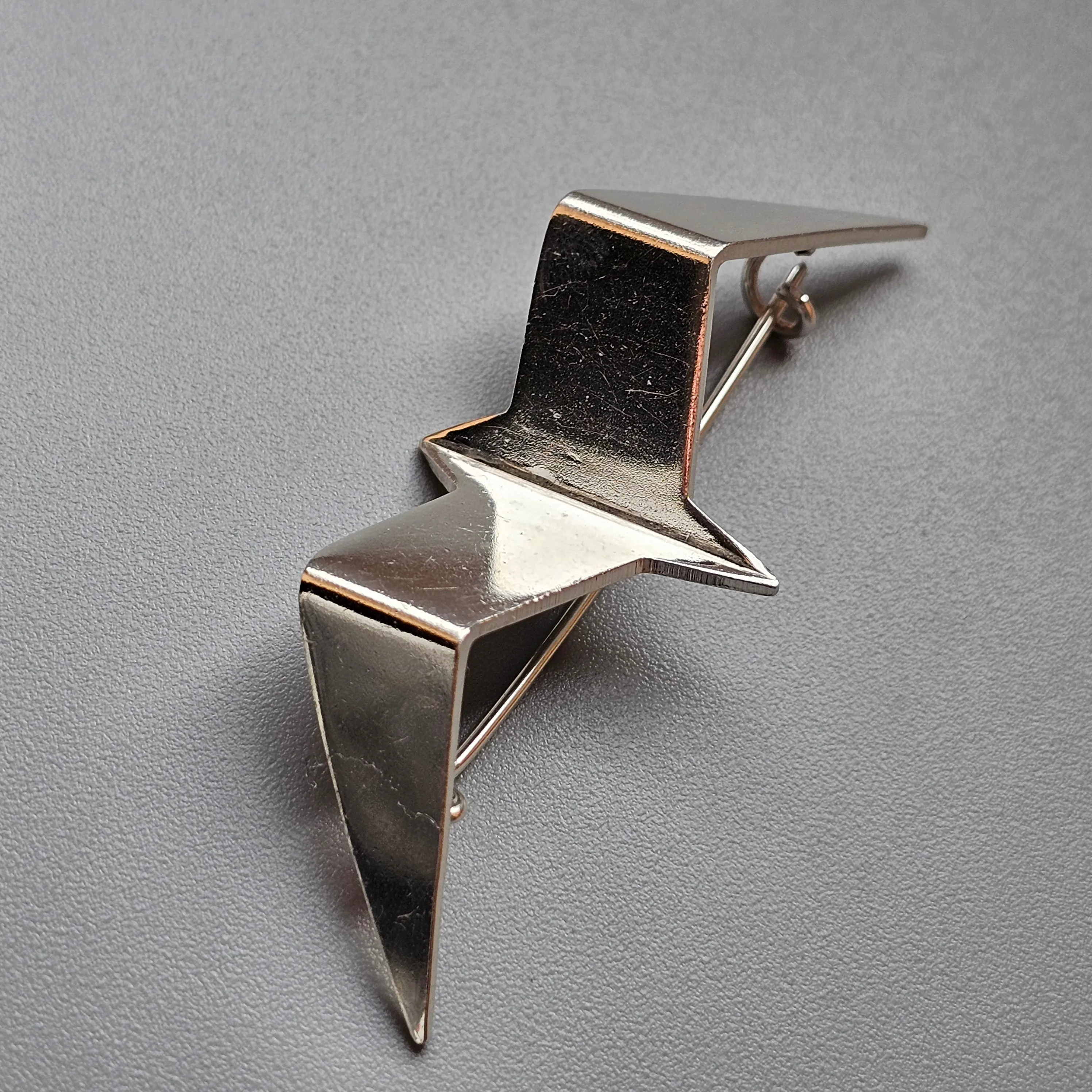 1980s Asko Luukkonen Finnish Silver Abstract Bird Brooch