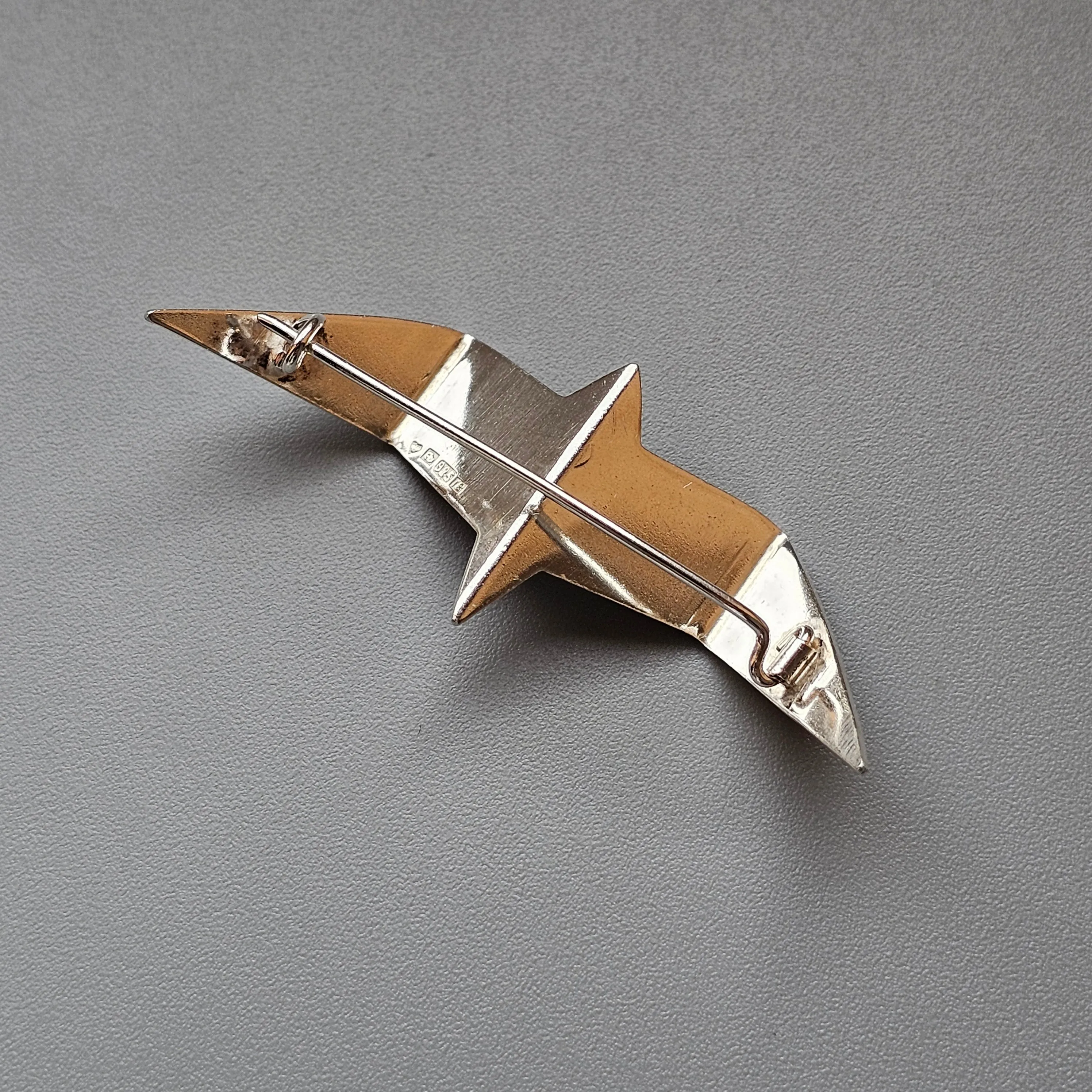 1980s Asko Luukkonen Finnish Silver Abstract Bird Brooch