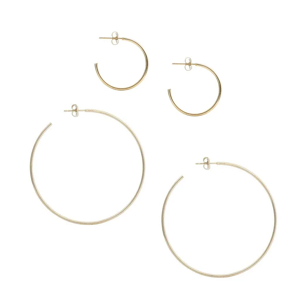1" and 2.5" Classic Gold Hoops
