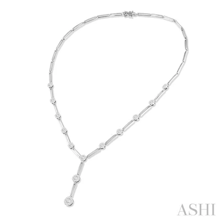 2.00 ctw Lovebright Round Cut Diamond Elongated Link Necklace in 14K White Gold