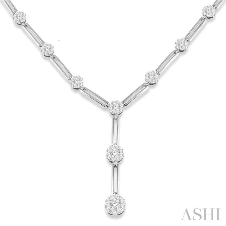 2.00 ctw Lovebright Round Cut Diamond Elongated Link Necklace in 14K White Gold
