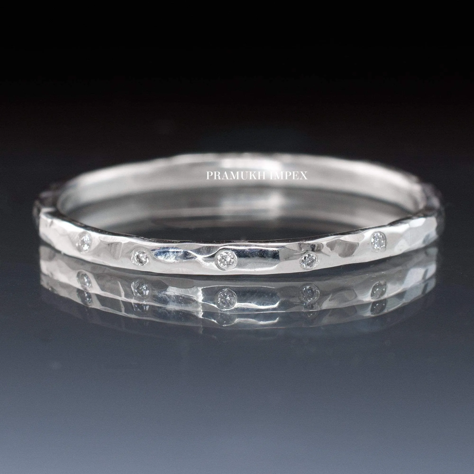 2mm Art Deco Diamond Wedding band yellow gold Hammered Texture simple wedding band eternity Silver Stacking Ring anniversary gift on Etsy