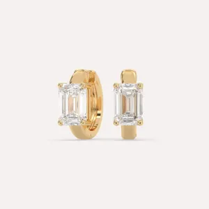 3 carat Emerald Diamond Hoop Earrings