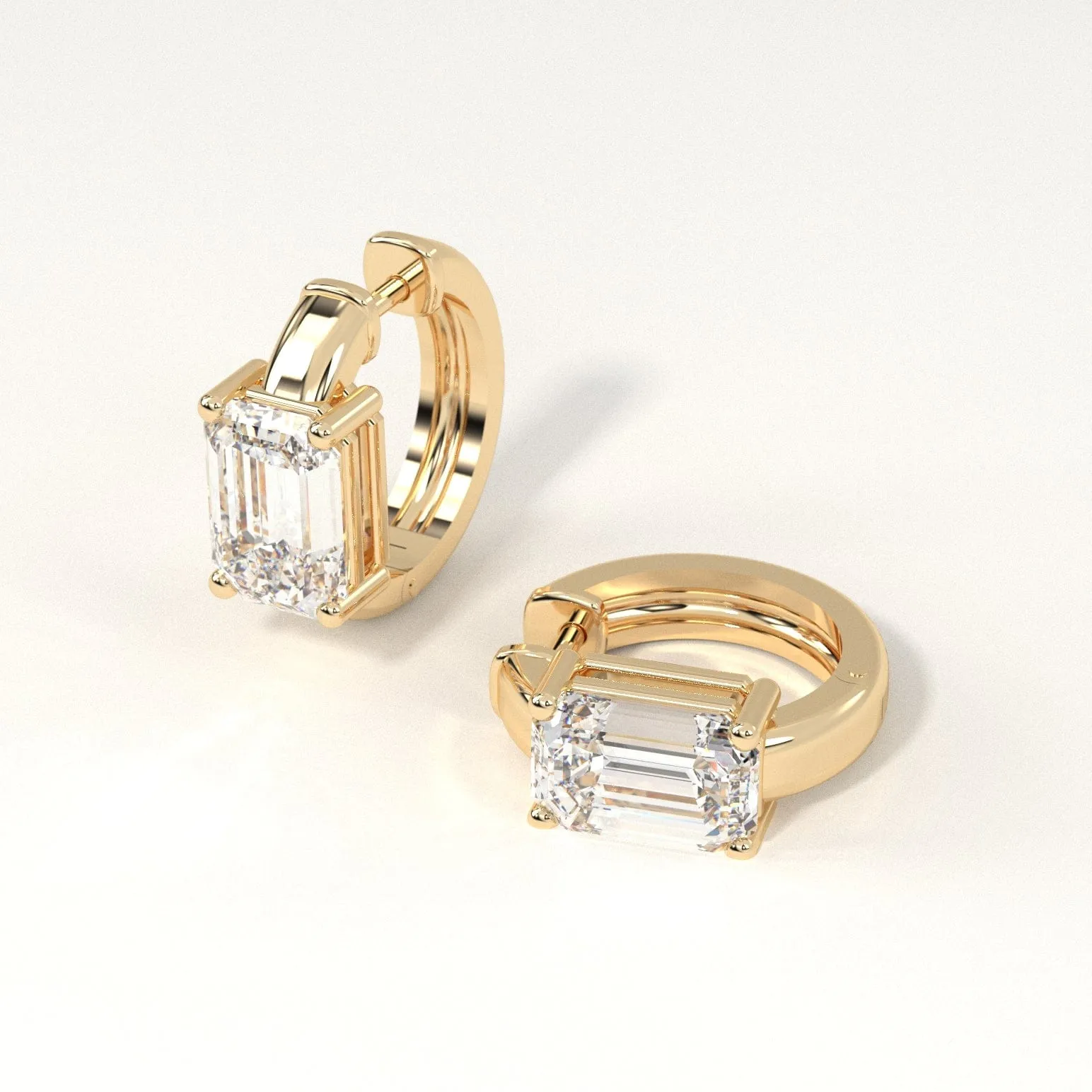 3 carat Emerald Diamond Hoop Earrings