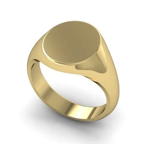 3 Initials Engraved 11mm x 9mm  -  9 Carat Yellow Gold Signet Ring