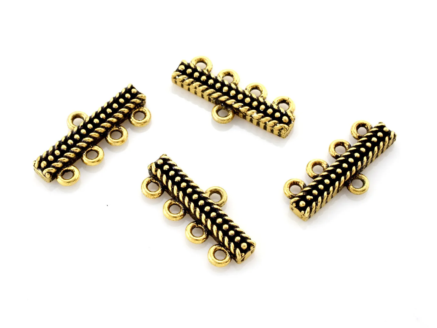 4 to 1 Gold End bar connector 10x20mm - 2 pcs
