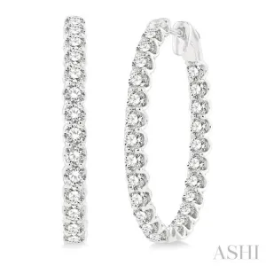 5 ctw Inside-Out Round Cut Diamond Oval Shape Hoop Earrings in 14K White Gold