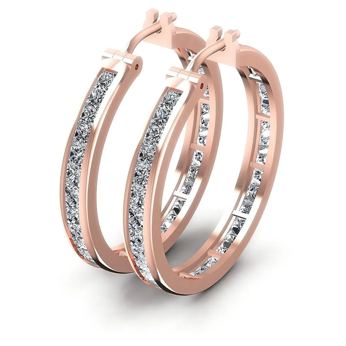 7.10 CT Princess Cut Lab Grown Diamonds - Hoop &  Drop Earrings