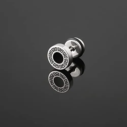 8 Pairs PUNK Black Stainless Steel Stud Earrings