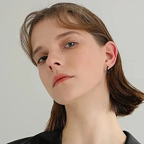 8 Pairs PUNK Black Stainless Steel Stud Earrings