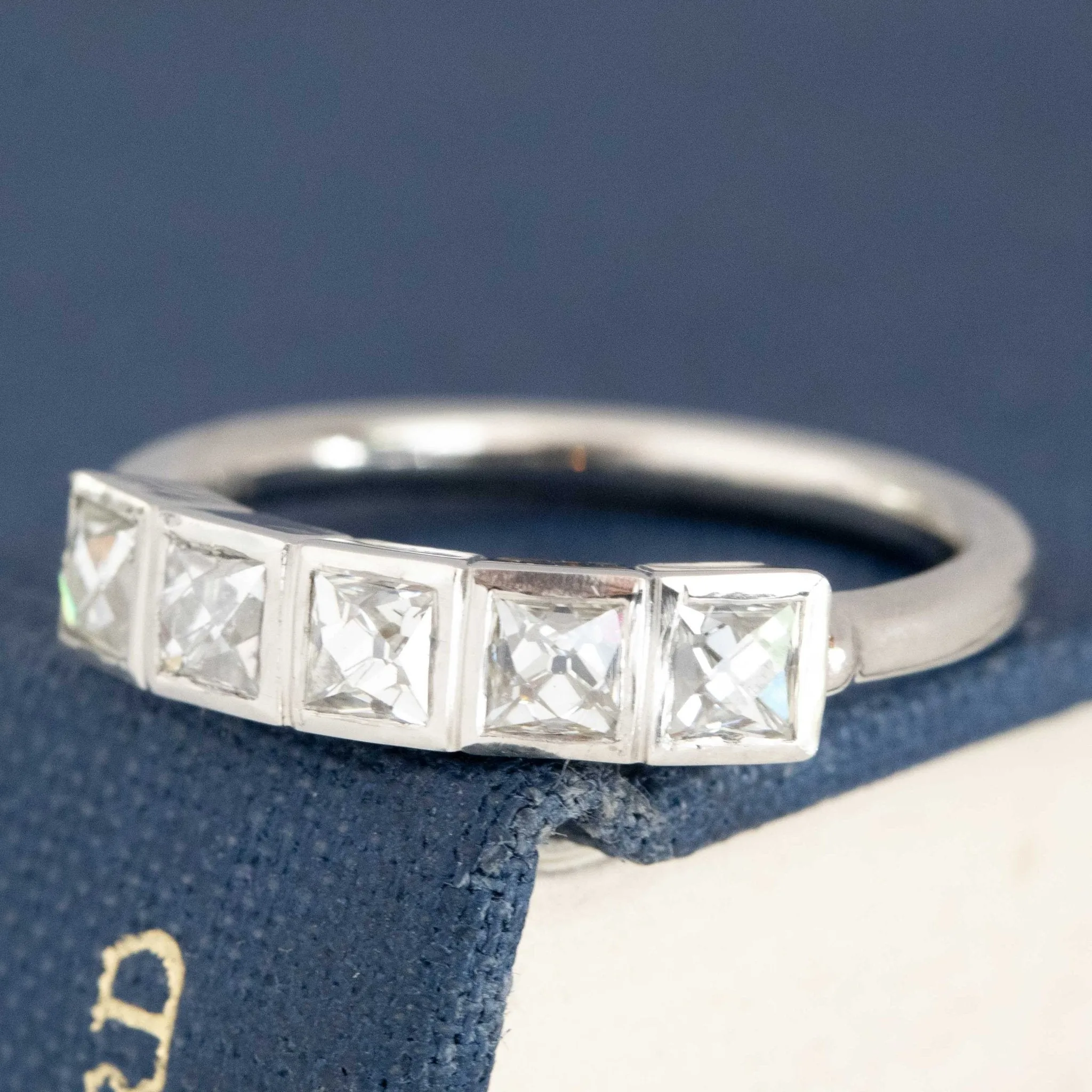 .85ctw French Cut Diamond 5-Stone Bezel Band