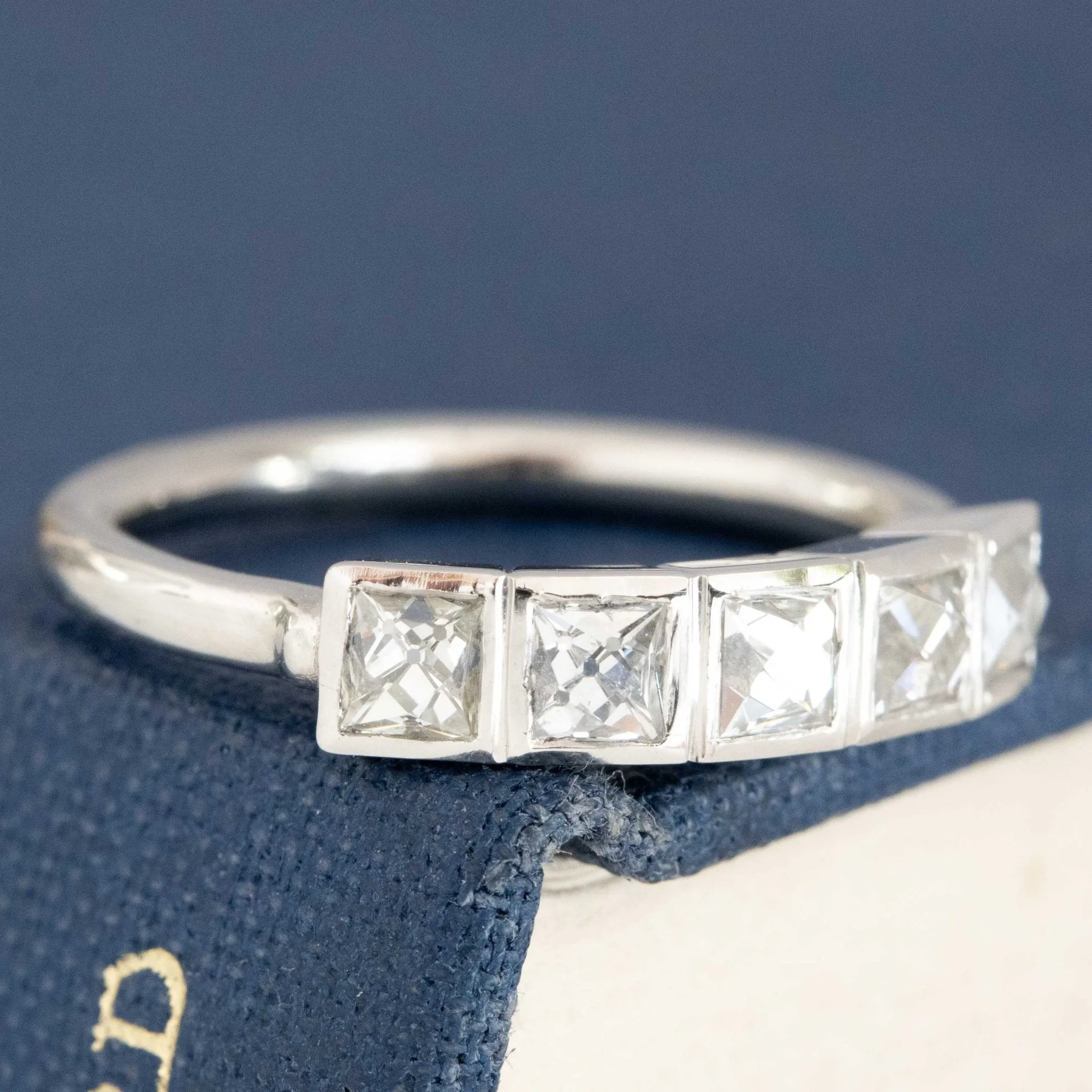 .85ctw French Cut Diamond 5-Stone Bezel Band