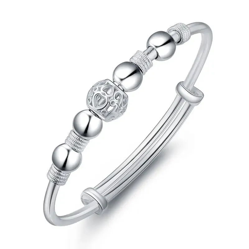 925 Sterling Silver Big Bangles Bracelet Cute Charms for Women Lady Fashion Jewelry Adjustment Cuff Wedding Luxury