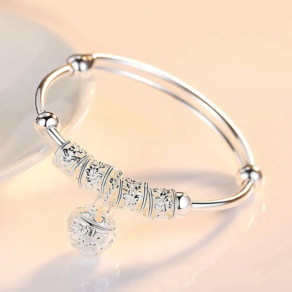 925 Sterling Silver Big Bangles Bracelet Cute Charms for Women Lady Fashion Jewelry Adjustment Cuff Wedding Luxury