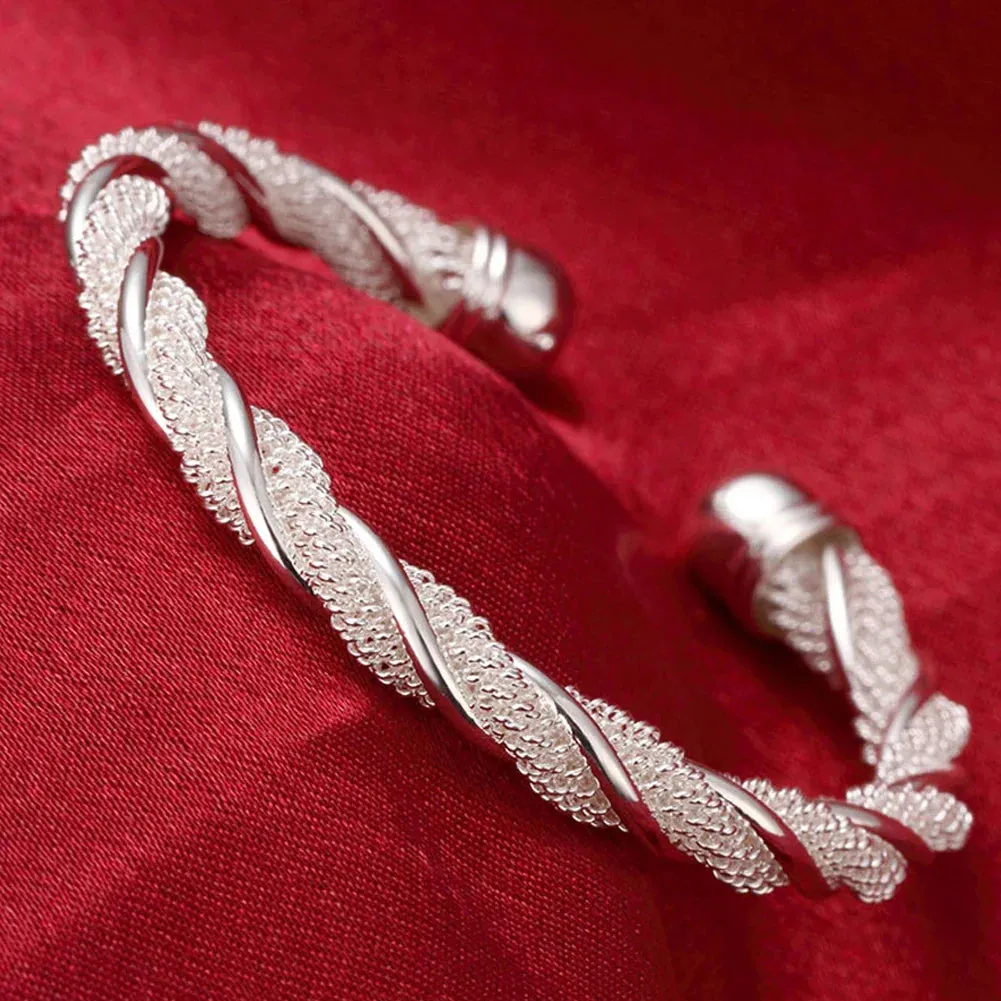 925 Sterling Silver Big Bangles Bracelet Cute Charms for Women Lady Fashion Jewelry Adjustment Cuff Wedding Luxury
