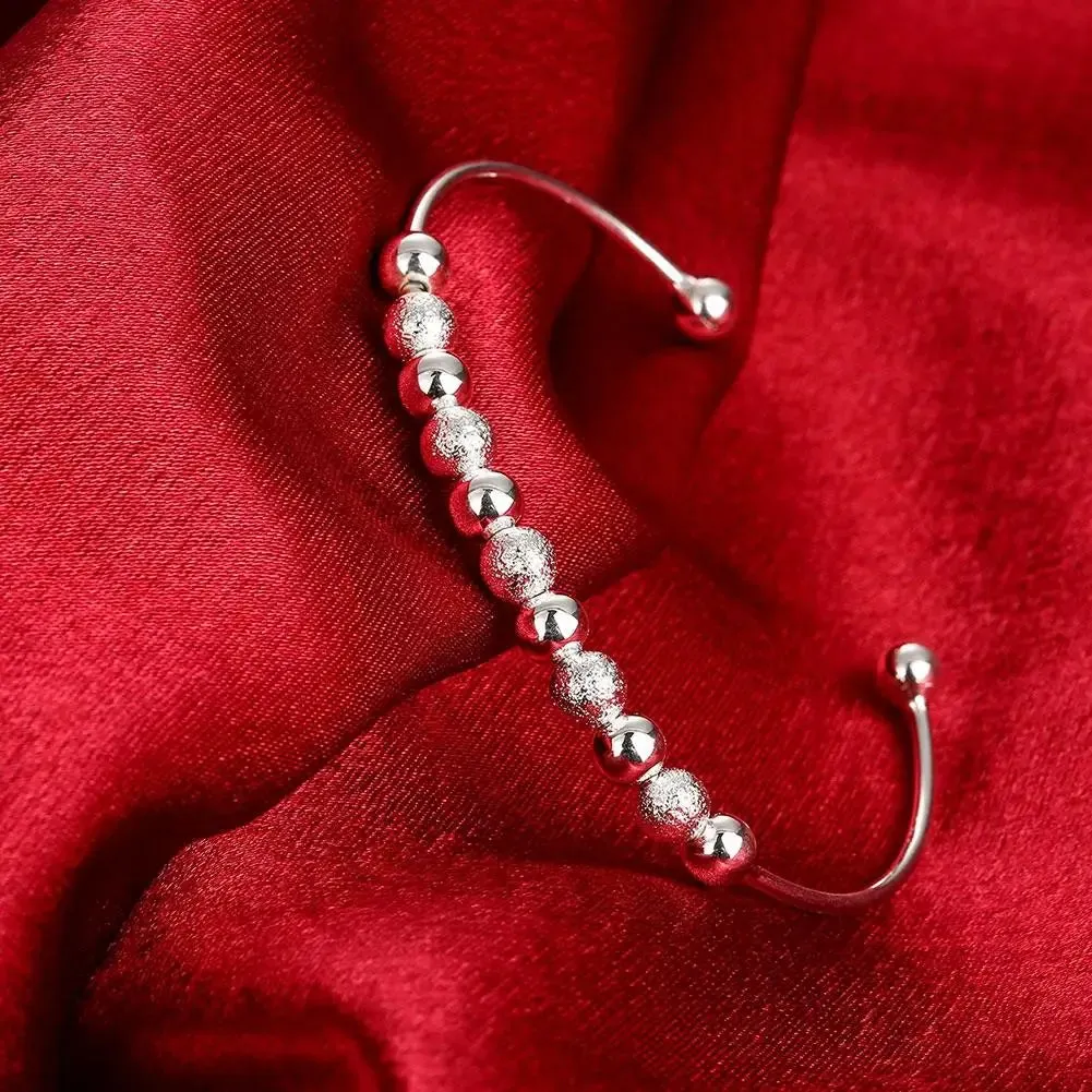 925 Sterling Silver Big Bangles Bracelet Cute Charms for Women Lady Fashion Jewelry Adjustment Cuff Wedding Luxury