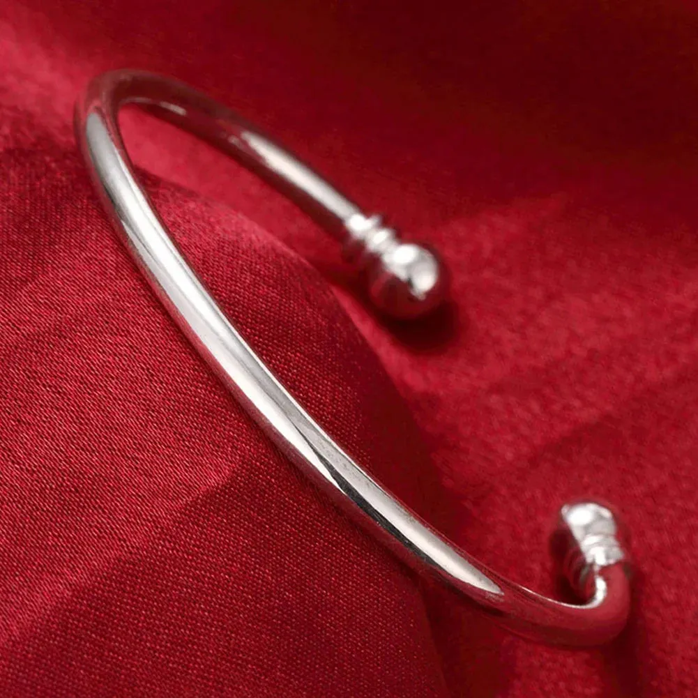 925 Sterling Silver Big Bangles Bracelet Cute Charms for Women Lady Fashion Jewelry Adjustment Cuff Wedding Luxury