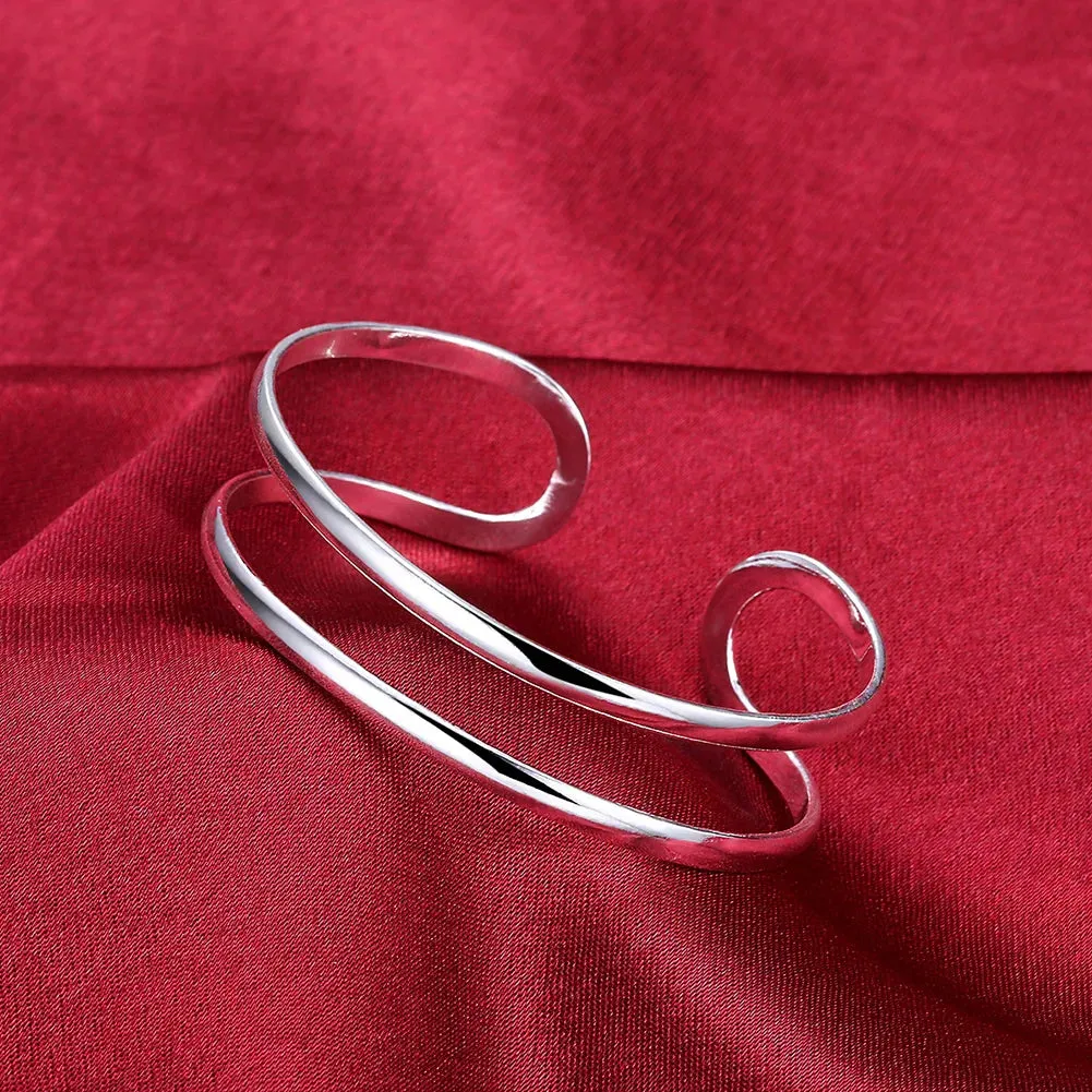 925 Sterling Silver Big Bangles Bracelet Cute Charms for Women Lady Fashion Jewelry Adjustment Cuff Wedding Luxury