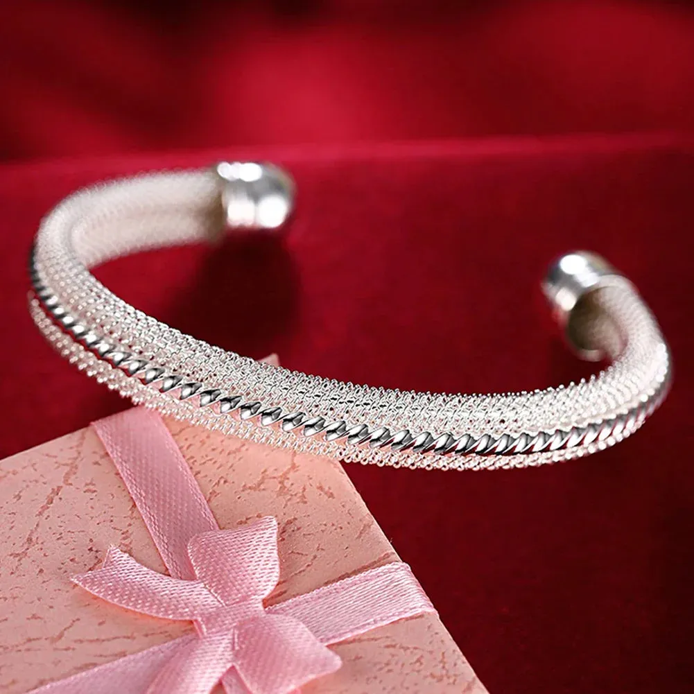 925 Sterling Silver Big Bangles Bracelet Cute Charms for Women Lady Fashion Jewelry Adjustment Cuff Wedding Luxury