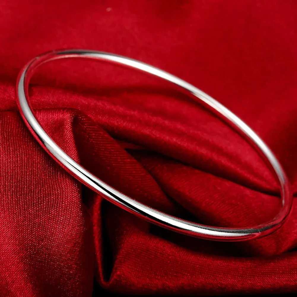 925 Sterling Silver Big Bangles Bracelet Cute Charms for Women Lady Fashion Jewelry Adjustment Cuff Wedding Luxury