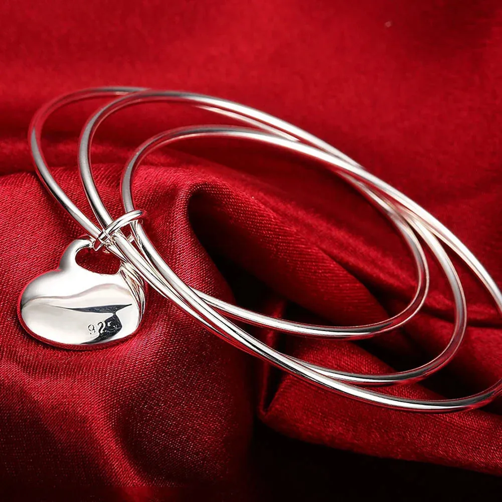 925 Sterling Silver Big Bangles Bracelet Cute Charms for Women Lady Fashion Jewelry Adjustment Cuff Wedding Luxury