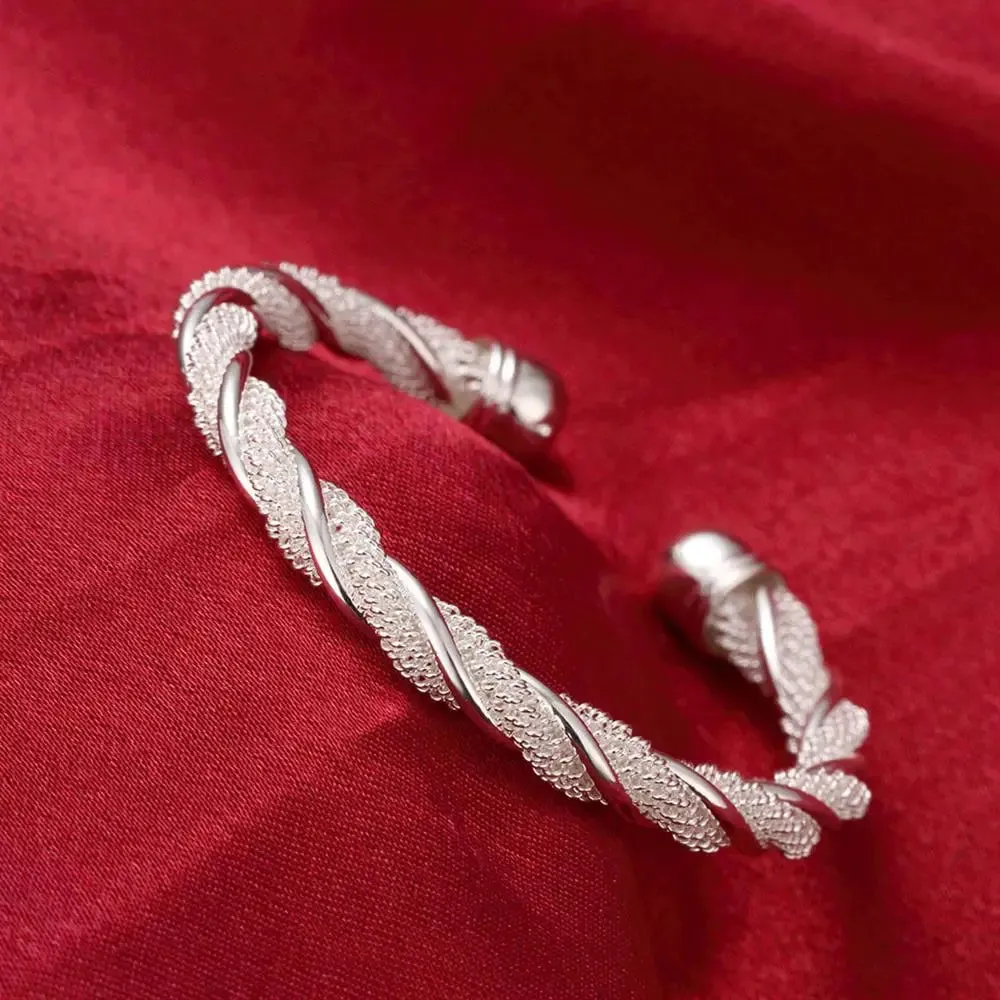 925 Sterling Silver Big Bangles Bracelet Cute Charms for Women Lady Fashion Jewelry Adjustment Cuff Wedding Luxury